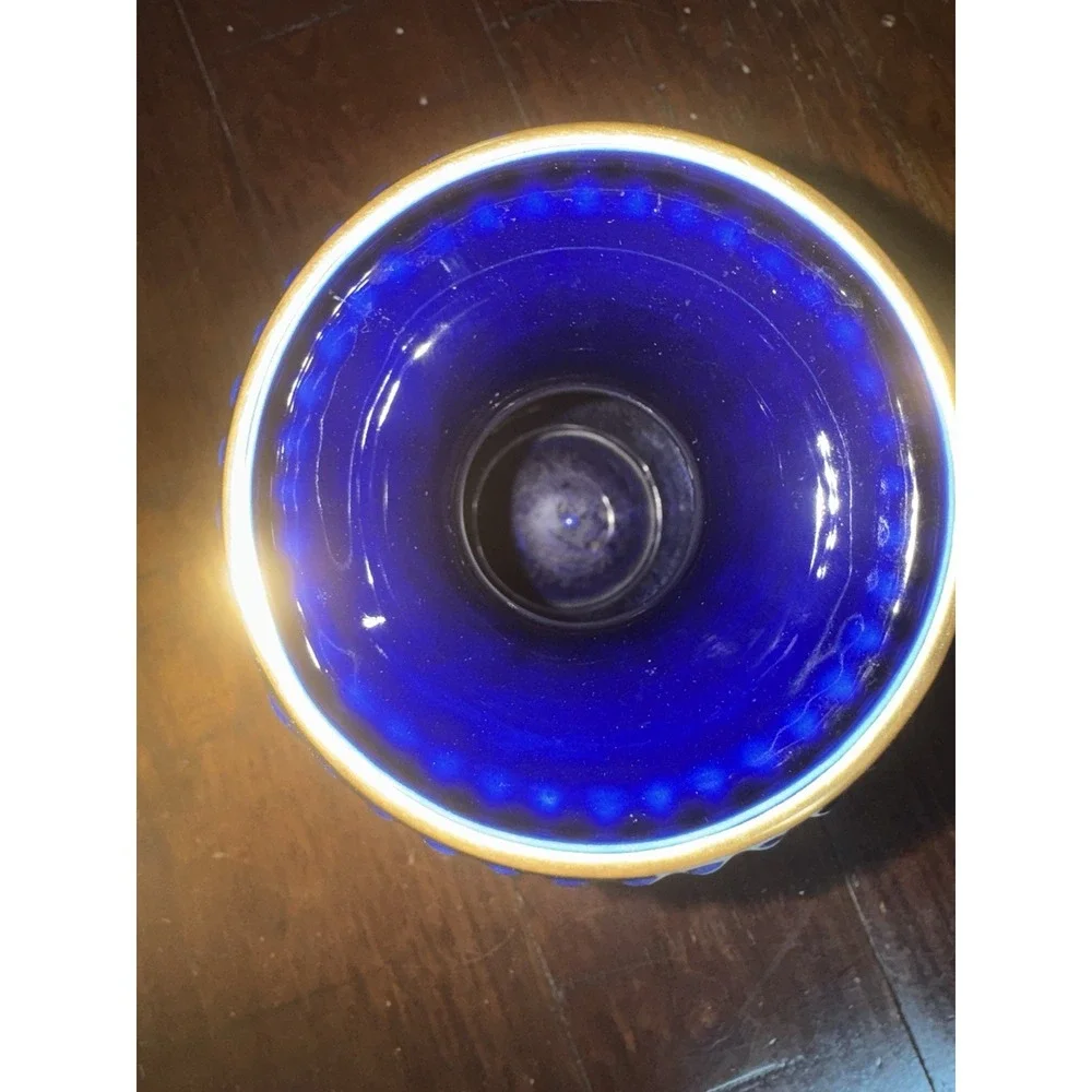 Bareuther Waldsassen Echt Cobalt Blue‎ Vase 22K Gold Floral Rose Sunflower 9.5
